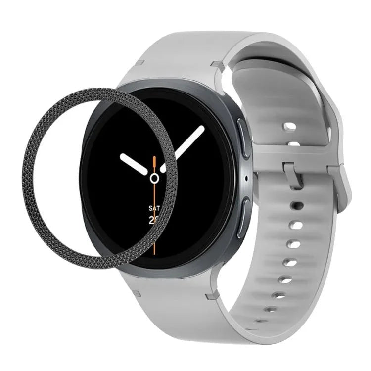 ひし形テクスチャーベゼルと無地ステッチシリコンウォッチバンド、Samsung Galaxy Watch8 44mm用、Samsung Galaxy Watch8 40mm用
