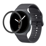 ひし形テクスチャーベゼルと無地ステッチシリコンウォッチバンド、Samsung Galaxy Watch8 44mm用、Samsung Galaxy Watch8 40mm用