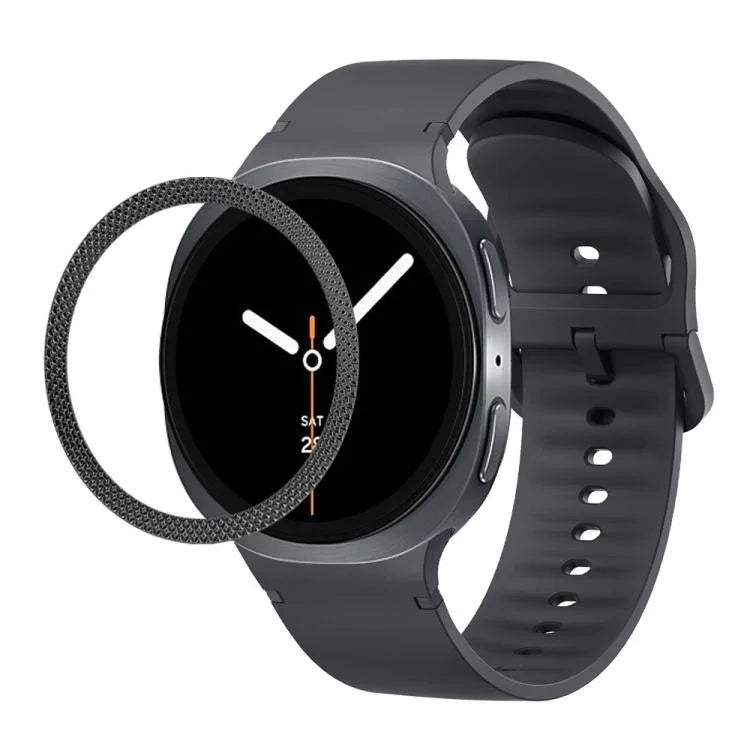 ひし形テクスチャーベゼルと無地ステッチシリコンウォッチバンド、Samsung Galaxy Watch8 44mm用、Samsung Galaxy Watch8 40mm用