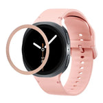 ひし形テクスチャーベゼルと無地ステッチシリコンウォッチバンド、Samsung Galaxy Watch8 44mm用、Samsung Galaxy Watch8 40mm用