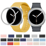 ひし形テクスチャーベゼルと無地ステッチシリコンウォッチバンド、Samsung Galaxy Watch8 44mm用、Samsung Galaxy Watch8 40mm用