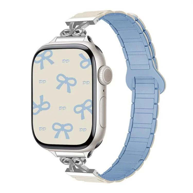 リボン型小さめウエスト用マグネットシリコンウォッチバンド、Apple Watch 46mm / 49mm / 45mm / 44mm用、Apple Watch 42mm / 41mm / 40mm / 38mm用