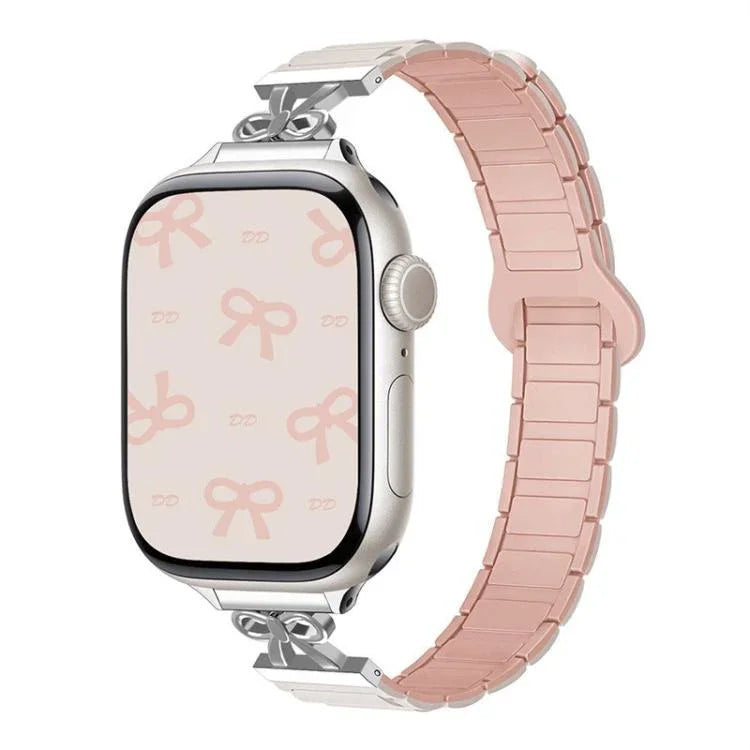 リボン型小さめウエスト用マグネットシリコンウォッチバンド、Apple Watch 46mm / 49mm / 45mm / 44mm用、Apple Watch 42mm / 41mm / 40mm / 38mm用