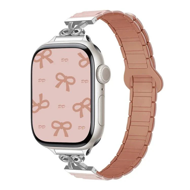 リボン型小さめウエスト用マグネットシリコンウォッチバンド、Apple Watch 46mm / 49mm / 45mm / 44mm用、Apple Watch 42mm / 41mm / 40mm / 38mm用