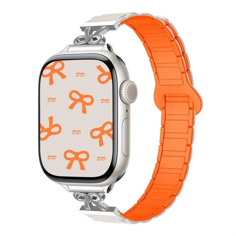リボン型小さめウエスト用マグネットシリコンウォッチバンド、Apple Watch 46mm / 49mm / 45mm / 44mm用、Apple Watch 42mm / 41mm / 40mm / 38mm用