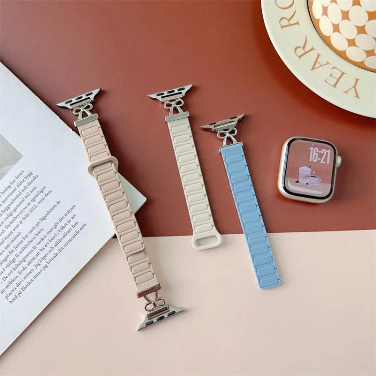 リボン型小さめウエスト用マグネットシリコンウォッチバンド、Apple Watch 46mm / 49mm / 45mm / 44mm用、Apple Watch 42mm / 41mm / 40mm / 38mm用