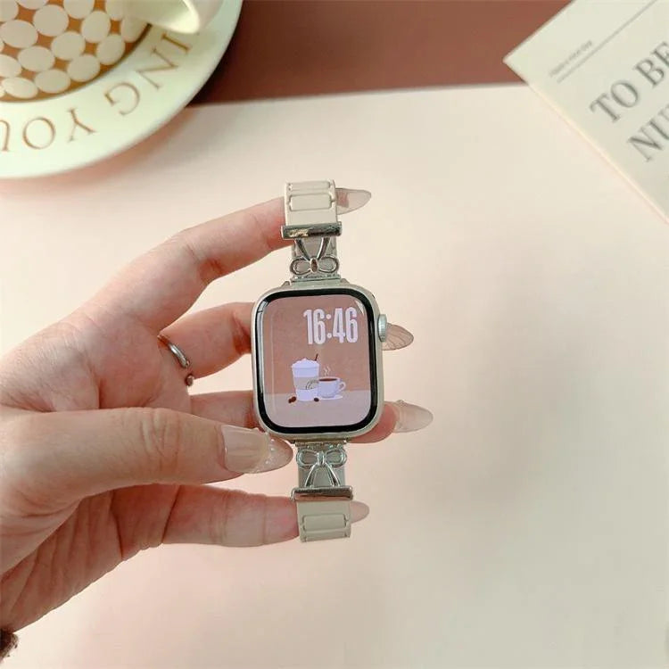 リボン型小さめウエスト用マグネットシリコンウォッチバンド、Apple Watch 46mm / 49mm / 45mm / 44mm用、Apple Watch 42mm / 41mm / 40mm / 38mm用