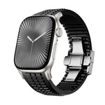 刻み模様付き折りたたみバックル シリコンウォッチバンド、Apple Watch 46mm / 49mm / 45mm / 44mm用