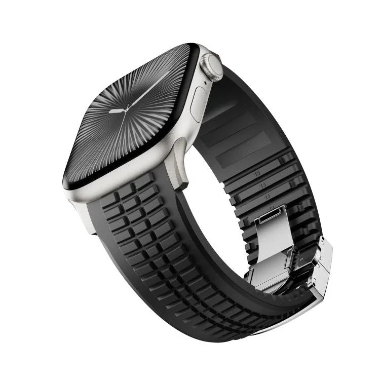 刻み模様付き折りたたみバックル シリコンウォッチバンド、Apple Watch 46mm / 49mm / 45mm / 44mm用