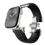 刻み模様付き折りたたみバックル シリコンウォッチバンド、Apple Watch 46mm / 49mm / 45mm / 44mm用
