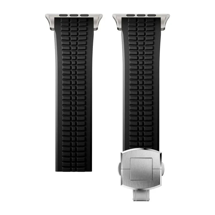 刻み模様付き折りたたみバックル シリコンウォッチバンド、Apple Watch 46mm / 49mm / 45mm / 44mm用