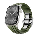 刻み模様付き折りたたみバックル シリコンウォッチバンド、Apple Watch 46mm / 49mm / 45mm / 44mm用
