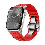 刻み模様付き折りたたみバックル シリコンウォッチバンド、Apple Watch 46mm / 49mm / 45mm / 44mm用