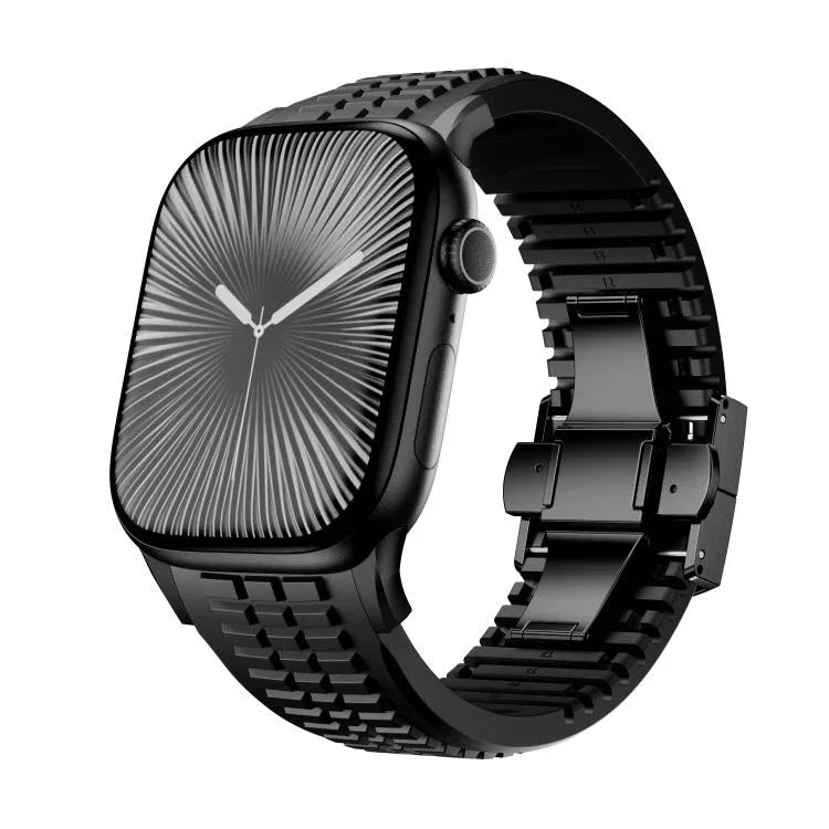 刻み模様付き折りたたみバックル シリコンウォッチバンド、Apple Watch 46mm / 49mm / 45mm / 44mm用