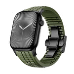 刻み模様付き折りたたみバックル シリコンウォッチバンド、Apple Watch 46mm / 49mm / 45mm / 44mm用