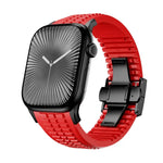 刻み模様付き折りたたみバックル シリコンウォッチバンド、Apple Watch 46mm / 49mm / 45mm / 44mm用