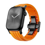 刻み模様付き折りたたみバックル シリコンウォッチバンド、Apple Watch 46mm / 49mm / 45mm / 44mm用
