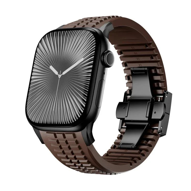 刻み模様付き折りたたみバックル シリコンウォッチバンド、Apple Watch 46mm / 49mm / 45mm / 44mm用