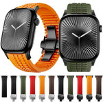 刻み模様付き折りたたみバックル シリコンウォッチバンド、Apple Watch 46mm / 49mm / 45mm / 44mm用