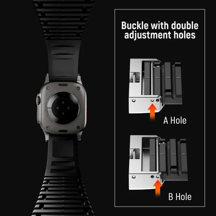 刻み模様付き折りたたみバックル シリコンウォッチバンド、Apple Watch 46mm / 49mm / 45mm / 44mm用