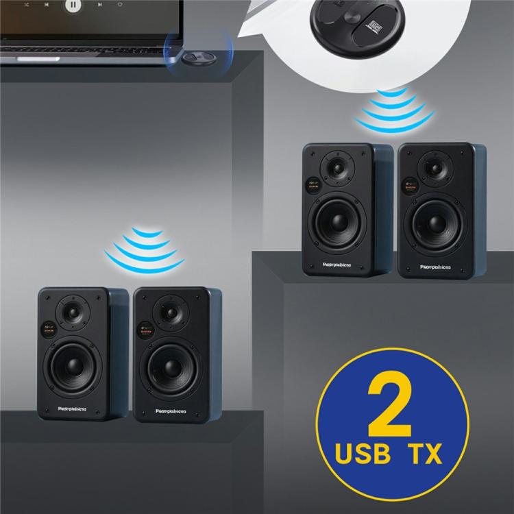 テレビ PC用 LE524 USB Bluetooth 5.4 オーディオ送信機 50m 範囲 デュアル接続アダプター、LE524