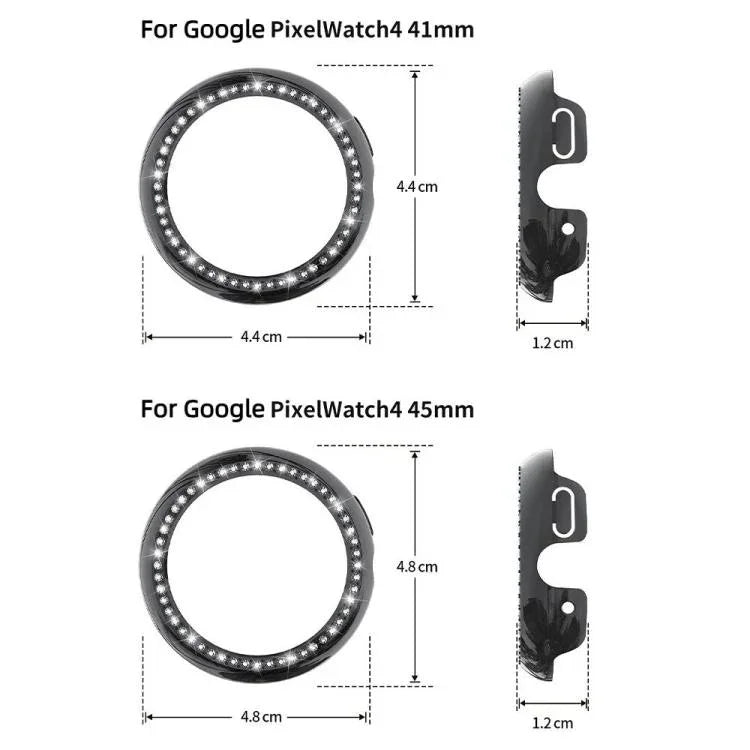 シングルロウ ダイヤモンド ホロー PC ウォッチ保護カバー、Google Pixel Watch4 45mm用、Google Pixel Watch4 41mm用