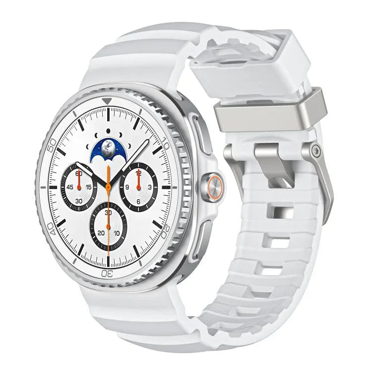 シルバーバックルシリコンウォッチバンド、Samsung Galaxy Watch8 / Watch8 Classic用