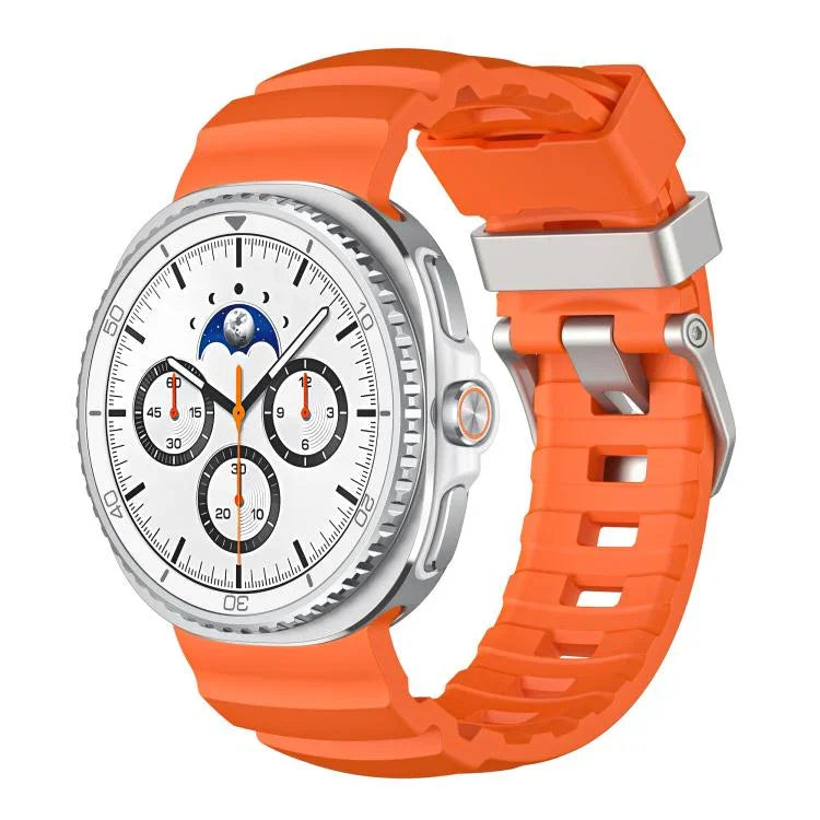 シルバーバックルシリコンウォッチバンド、Samsung Galaxy Watch8 / Watch8 Classic用