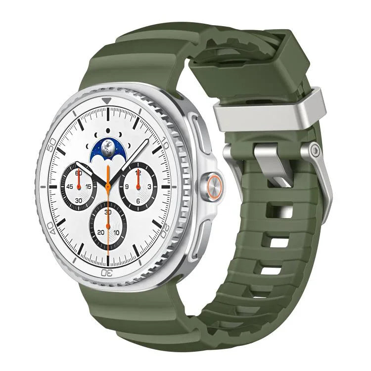 シルバーバックルシリコンウォッチバンド、Samsung Galaxy Watch8 / Watch8 Classic用