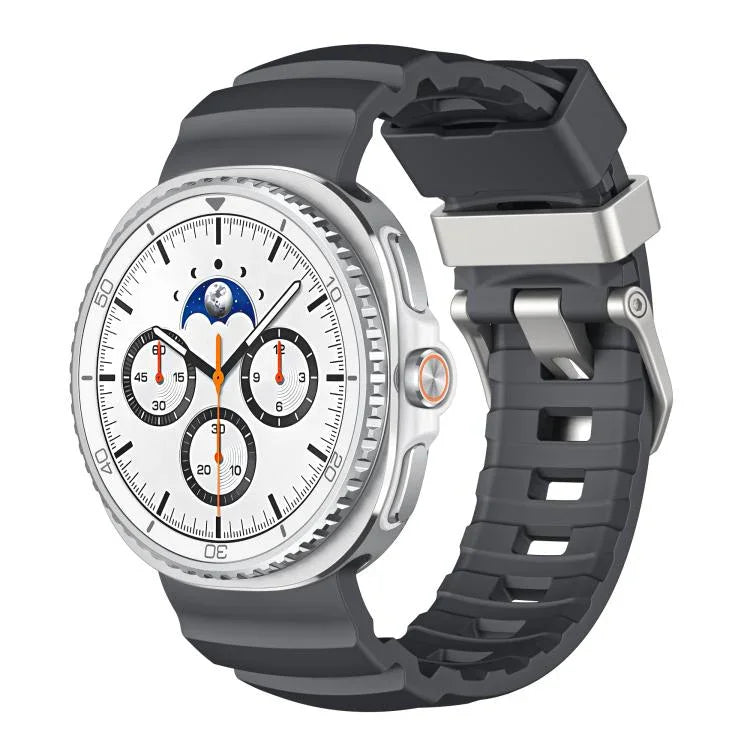 シルバーバックルシリコンウォッチバンド、Samsung Galaxy Watch8 / Watch8 Classic用