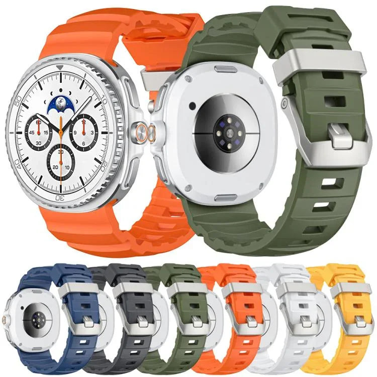 シルバーバックルシリコンウォッチバンド、Samsung Galaxy Watch8 / Watch8 Classic用