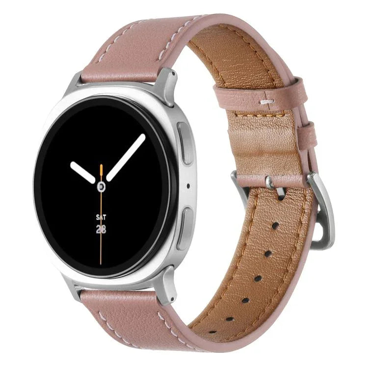ステンレススチールシルバーバックル本革ウォッチバンド、Samsung Galaxy Watch8 / Watch8 Classic 用