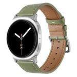 ステンレススチールシルバーバックル本革ウォッチバンド、Samsung Galaxy Watch8 / Watch8 Classic 用