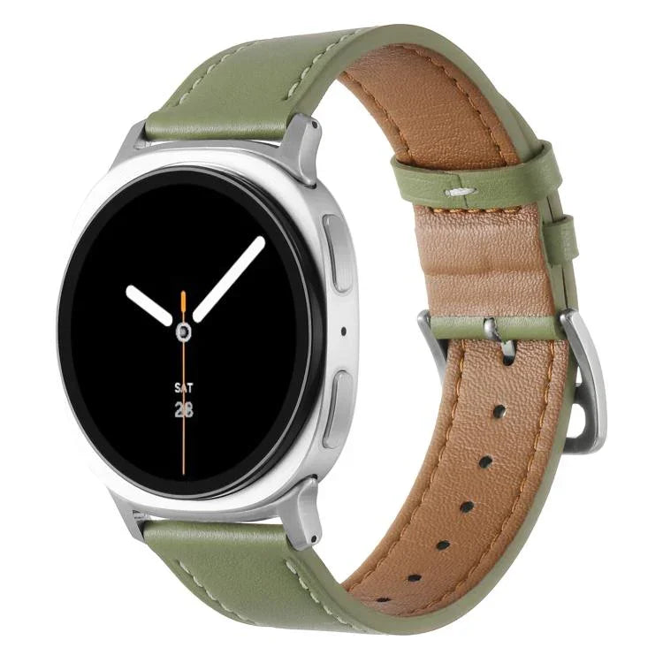 ステンレススチールシルバーバックル本革ウォッチバンド、Samsung Galaxy Watch8 / Watch8 Classic 用
