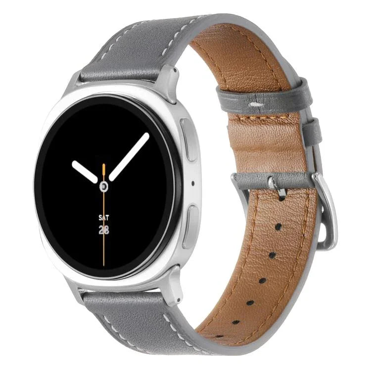 ステンレススチールシルバーバックル本革ウォッチバンド、Samsung Galaxy Watch8 / Watch8 Classic 用