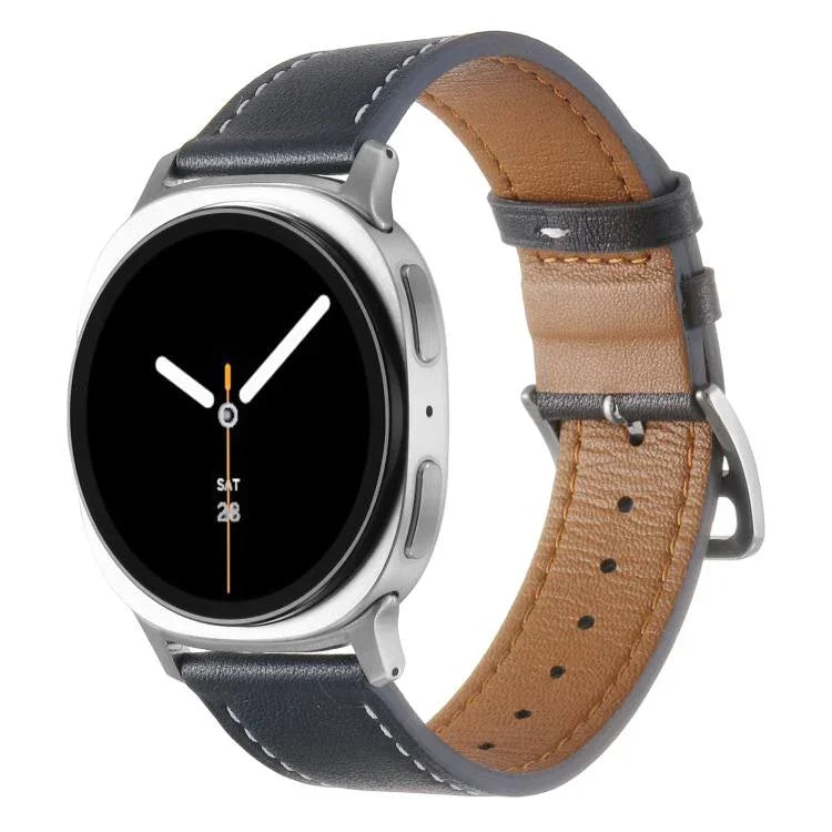 ステンレススチールシルバーバックル本革ウォッチバンド、Samsung Galaxy Watch8 / Watch8 Classic 用