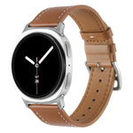 ステンレススチールシルバーバックル本革ウォッチバンド、Samsung Galaxy Watch8 / Watch8 Classic 用