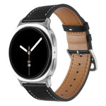 ステンレススチールシルバーバックル本革ウォッチバンド、Samsung Galaxy Watch8 / Watch8 Classic 用