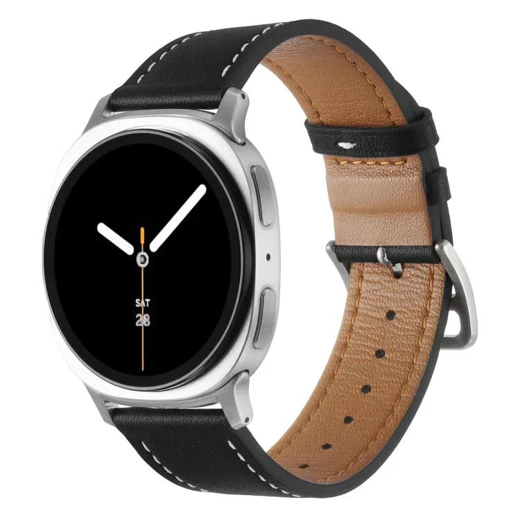 ステンレススチールシルバーバックル本革ウォッチバンド、Samsung Galaxy Watch8 / Watch8 Classic 用