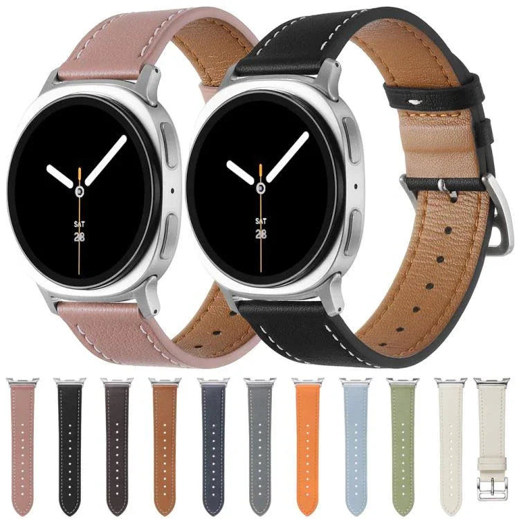 ステンレススチールシルバーバックル本革ウォッチバンド、Samsung Galaxy Watch8 / Watch8 Classic 用