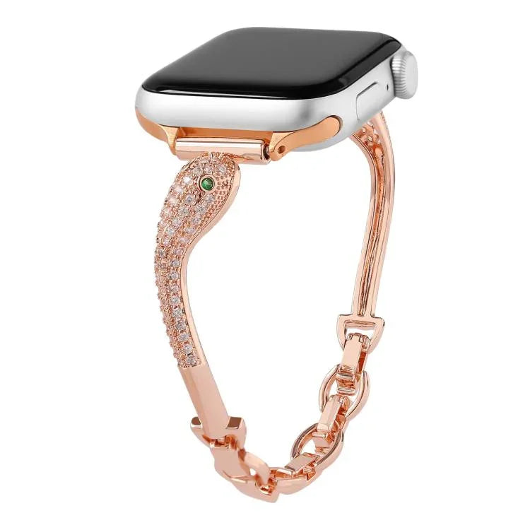 銅象嵌ジルコン ヘビ頭ウォッチバンド、Apple Watch 46mm / 49mm / 45mm / 44mm用、Apple Watch 42mm / 41mm / 40mm / 38mm用