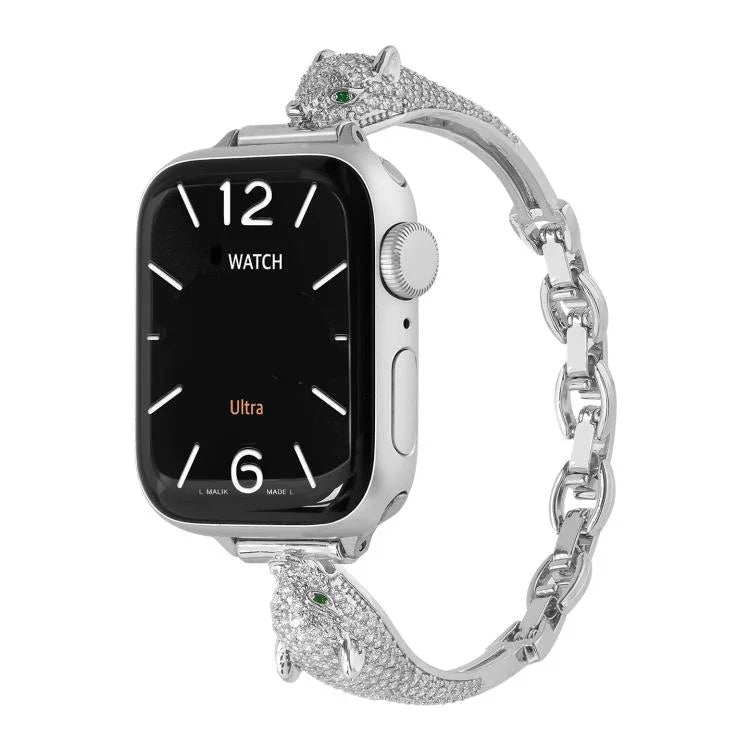 銅象嵌ジルコン ヒョウ頭ウォッチバンド、Apple Watch 46mm / 49mm / 45mm / 44mm用、Apple Watch 42mm / 41mm / 40mm / 38mm用