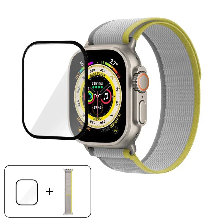 ワイルドパスループ ナイロンウォッチバンド 3Dカーブフィルム付き、Apple Watch シリーズ9 / 8 / 7 41mm用、Apple Watch 3 / 2 / 1 38mm用、Apple Watch 3 / 2 / 1 42mm用
