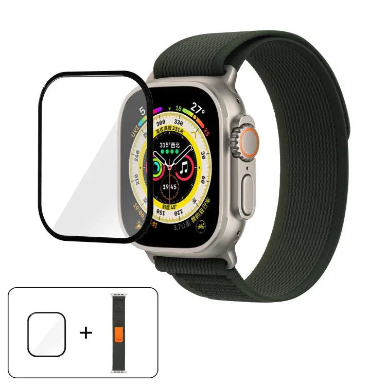 ワイルドパスループ ナイロンウォッチバンド 3Dカーブフィルム付き、Apple Watch シリーズ9 / 8 / 7 41mm用、Apple Watch 3 / 2 / 1 38mm用、Apple Watch 3 / 2 / 1 42mm用