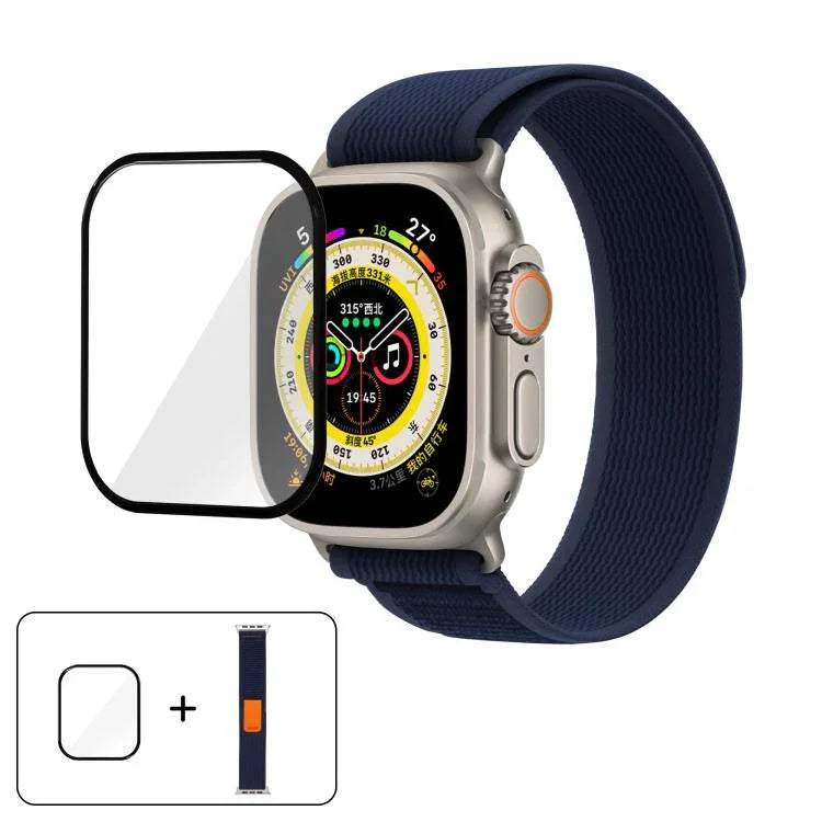 ワイルドパスループ ナイロンウォッチバンド 3Dカーブフィルム付き、Apple Watch 6 / 5 / 4 / SE 40mm用、Apple Watch Ultra / 2 49mm用、Apple Watch シリーズ9 / 8 / 7 45mm用