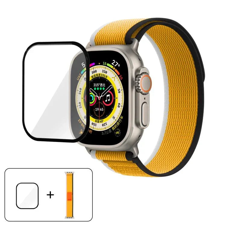 ワイルドパスループ ナイロンウォッチバンド 3Dカーブフィルム付き、Apple Watch 6 / 5 / 4 / SE 40mm用、Apple Watch Ultra / 2 49mm用、Apple Watch シリーズ9 / 8 / 7 45mm用
