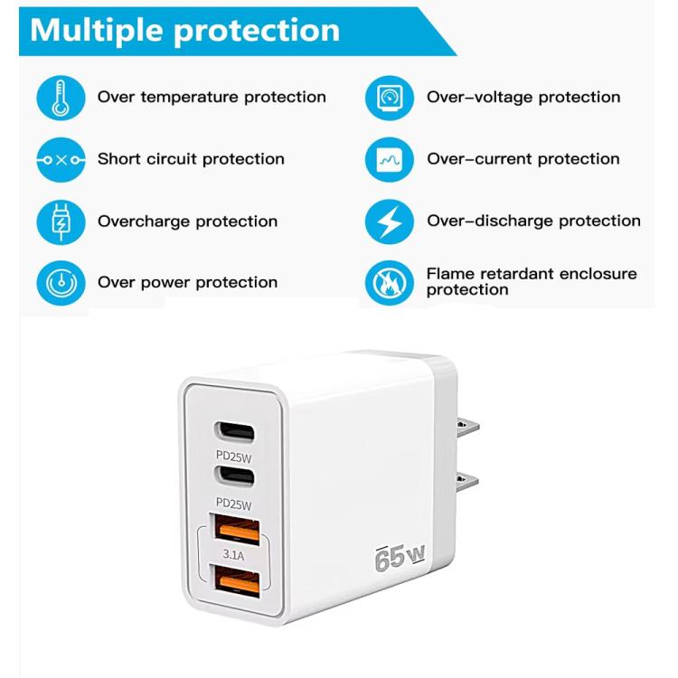TE-PD44 デュアルUSB-A デュアルType-C 4ポート携帯電話充電器、EUプラグ、USプラグ