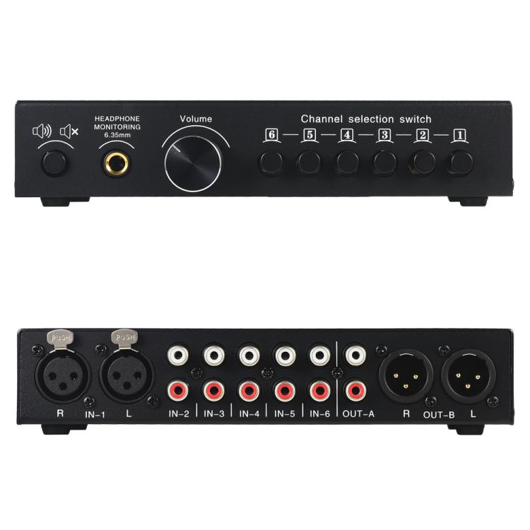 B081 6入力3出力オーディオ信号セレクタースイッチャー多チャンネルスイッチャー、フルバランスパッシブフロントアクティブスピーカーボリュームコントローラーRCAセレクター、B081