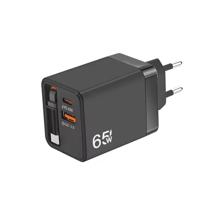 FC1 3-in-1 70cm 伸縮式Type-Cケーブル、PD3.0、QC3.0 USBスマホ充電器、EUプラグ