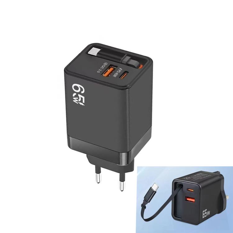 FC1 3-in-1 70cm 伸縮式Type-Cケーブル、PD3.0、QC3.0 USBスマホ充電器、EUプラグ